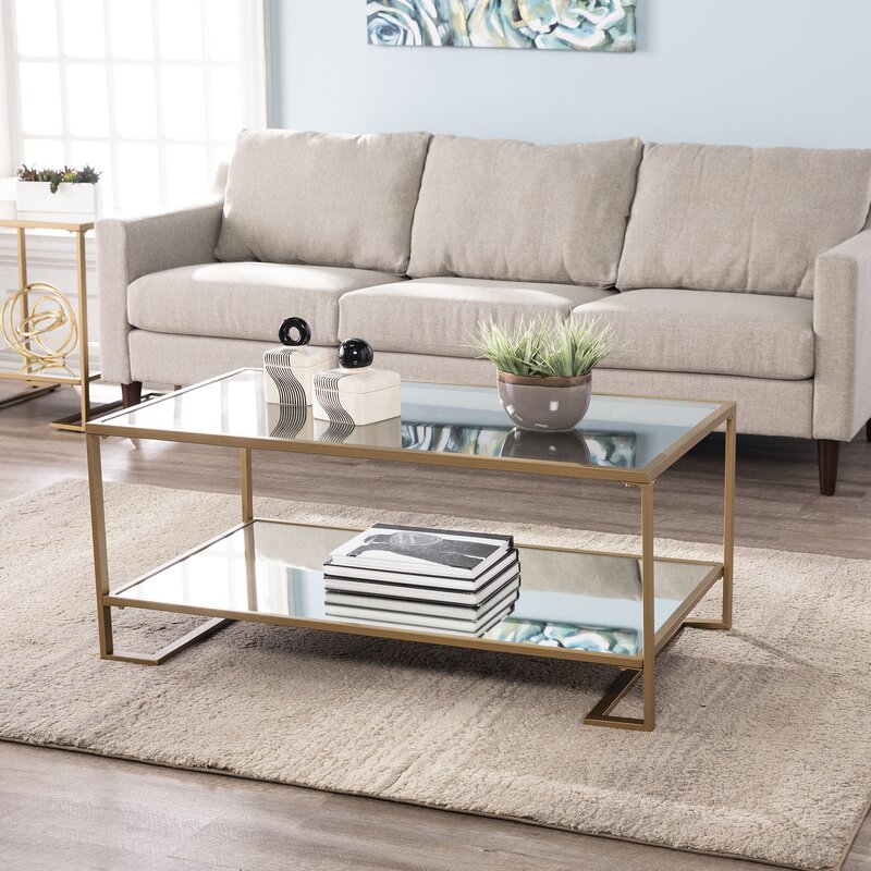 mirrored coffee table decor